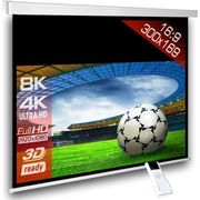 Écran Projection Motorisé 112 Pouces - Format 1:1 - Tissu Blanc Mat Gain 1.1 - Boîtier Acier 2.23m - Télécommande Incluse
