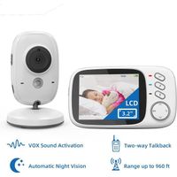 Moniteur Vidéo Bébé sans Fil 3.2”LCD - Communication Bidirectionnelle - Surveillance de la Température - Blanc