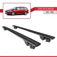 Compatible avec Ford Focus Wagon 2011-2018 HOOK Barres de Toit Railing Porte-Bagages de voiture Avec verrouillable Alu NOIR