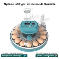 Couveuse oeuf Automatique 15 Oeufs,Incubateur Automatique Système Contrôle automatique de l'humidité de la pompe à eau intelligente