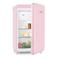 Klarstein PopArt Réfrigérateur frigo design rétro pop A++ 108 l-13 l (2 étagères, bac à légumes, compartiment congélateur) - rose