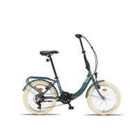 PACTO EIGHT - vélo pliant - 6 vitesses Shimano - freins sur jante - cadre en acier - entrée basse - unisexe - haute qualité - vert