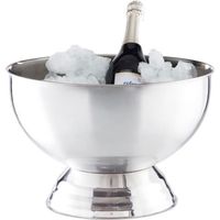 Relaxdays Seau à Champagne, Seau à glace en inox, Bouteille de vin, Glaçons, grand pot, D 36,5 cm, argenté