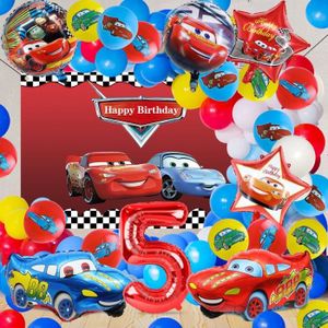 FXFOOT décor anniversaire 3 ans Cars, décors D'anniversaire de Voiture de  Course, Ensemble Bannière D'anniversaire de Course Ballons de Fête Ballons