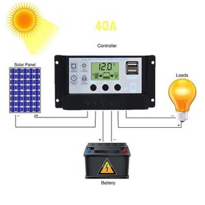r/égulateur de charge de batterie 12V 24V 960W 1920W avec affichage LCD Chargeur de batterie mobile USB am/élior/é 5V 80A Contr/ôleur de charge solaire 80A