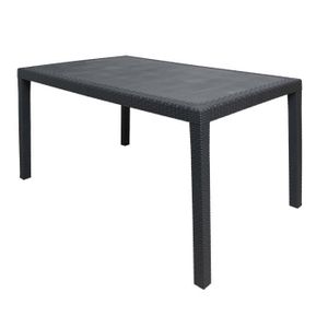 TABLE DE JARDIN  Table d'extérieur Portici - DMORA - Rectangulaire - Anthracite - Effet Rotin - 150x90h72 cm