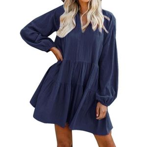 ROBE Robe de Femme Courtes Mini Casual Robe - Bleu fenglei