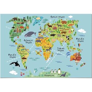 Carte du monde avec pays, art mural de la carte du monde, carte à