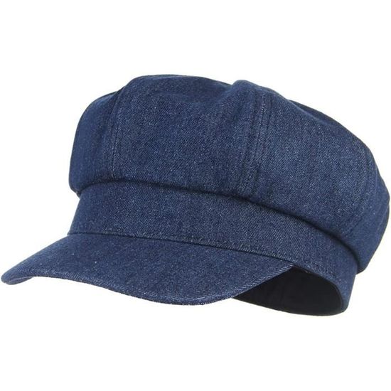 Casquette Femme Homme Visière Solaire Vintage Style Anglais Chapeau Octogonal Béret Jean Délavé