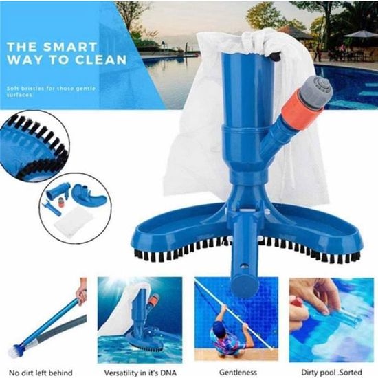 Aspirateur Piscine Hors Sol Avec Tête D'Aspiration Et Manche Télescopique 144cm - Kit Nettoyage Complet