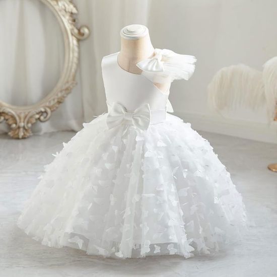Robe Tutu Fille à Fleurs - Baptême, Mariage, Cérémonie - Tulle Élégant - Taille Bébé à Enfant - 3