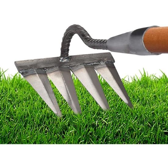 Rateau de désherbage robuste Jardioui - pour déchaumer la pelouse - acier  carbone - sans poignée - Cdiscount Jardin