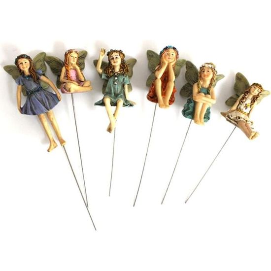Ensemble de 6 Figurines de Fées Elfes Fées de Jardin Fées Figurine  Figurines de Fées Miniatures Accessoires Jardin outdoor Décoration Figurine
