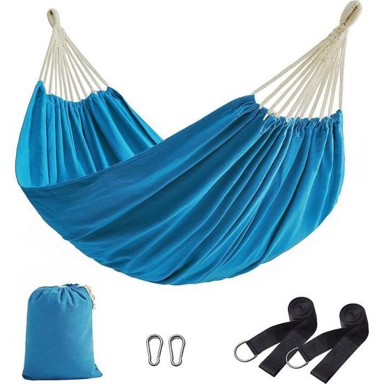 Hamac Double SONGMICS 210x150cm - Portée 300kg - Sangles Incluses - Sac De Transport - Coton-polyester