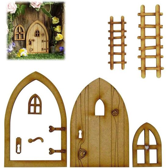 Porte De Fée En Bois Pour Mur - Décoration Féerique Chambre, Bureau, Fêtes - 10
