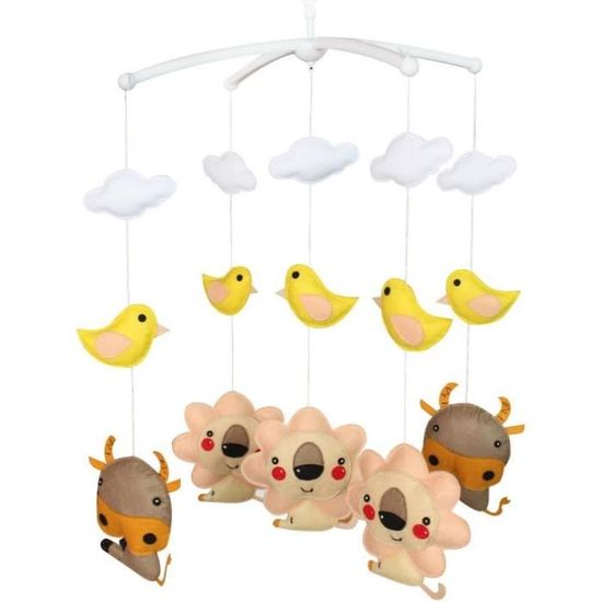 Mobile Bébé Jungle Animaux - Lion, éléphant, Girafe, Hippopotame, Doux, Apaisant, Pour Lit De Bébé