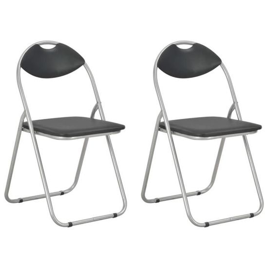 Joli & Mode 3675 - Lot de 2 Chaise de salle à manger pliantes Design Moderne - Siège de Salon Noir Similicuir