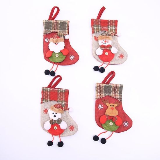 Chaussette De Noël Personnalisée - 29 Cm, Broderie Coton - Père Noël, Bonhomme De Neige, Renne