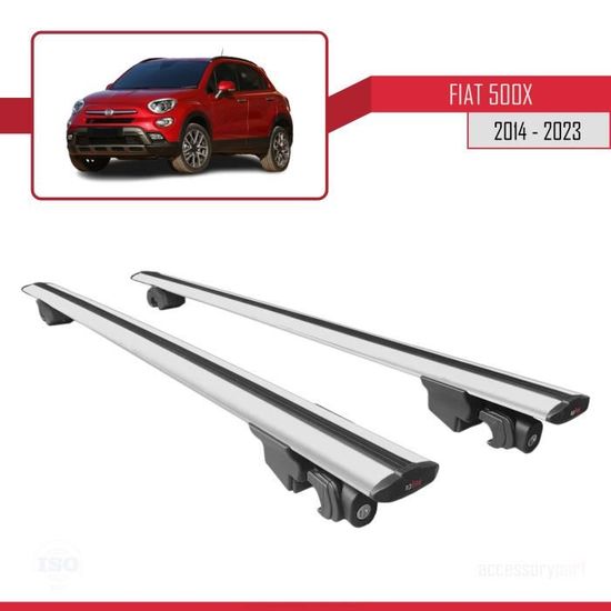Pour Fiat 500X 2014-2023 HOOK Barres de Toit Railing Porte-Bagages de voiture Avec verrouillable Alu Gris
