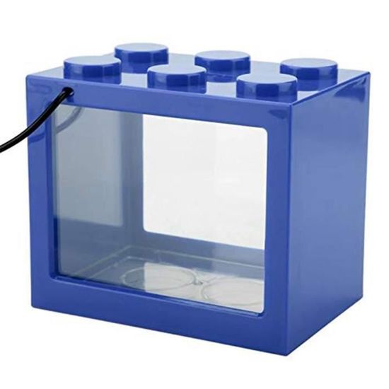 Aquarium,Mini Aquarium avec USB lumière LED, bol écologique pour poissons de combat, pour la maison et le bureau, - Type Blue