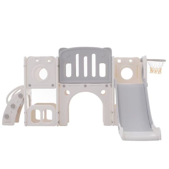 Toboggan 6 En 1 Pour Tout-Petits De 1 à 3 Ans Toboggan Pour Bébé Avec Panier De Basket Et Télescope Aire De Jeux D'Intérieur Jaune