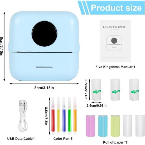 Imprimante Photo Portable Mini - Sans Fil, Thermique, Bluetooth - Pour Photos N&B, Étiquettes, Notes - Idée Cadeau Étudiant, Bureau