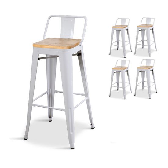 KOSMI Lot de 4 chaises de bar style industriel avec dossier en métal