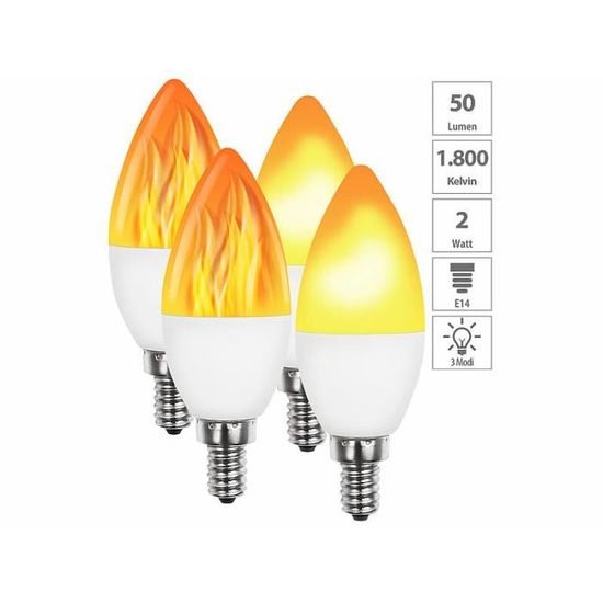 2 Ampoules LED E14 Effet Flamme Luminea - 3 Modes De Lumière - Ambiance Chaleureuse