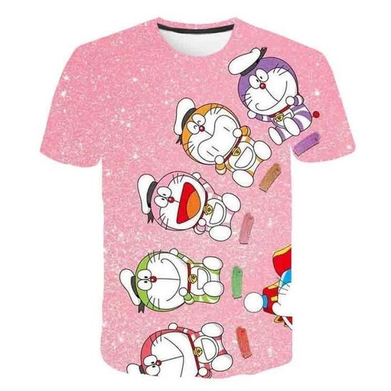 T-shirt Fille Manches Courtes Imprimé Dessin Animé - Coton Doux Décontracté Pour été