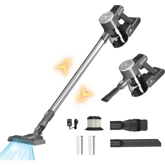 Aspirateur Balai Sans Fil Puissant 350W - 60 Min Autonomie Avec Écran LED