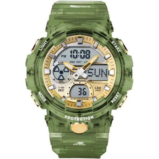 Montre Homme HANPOSH Chronomètre Militaire - 50m Étanche - Rétroéclairage, Alarme, Minuterie - Bracelet Acier