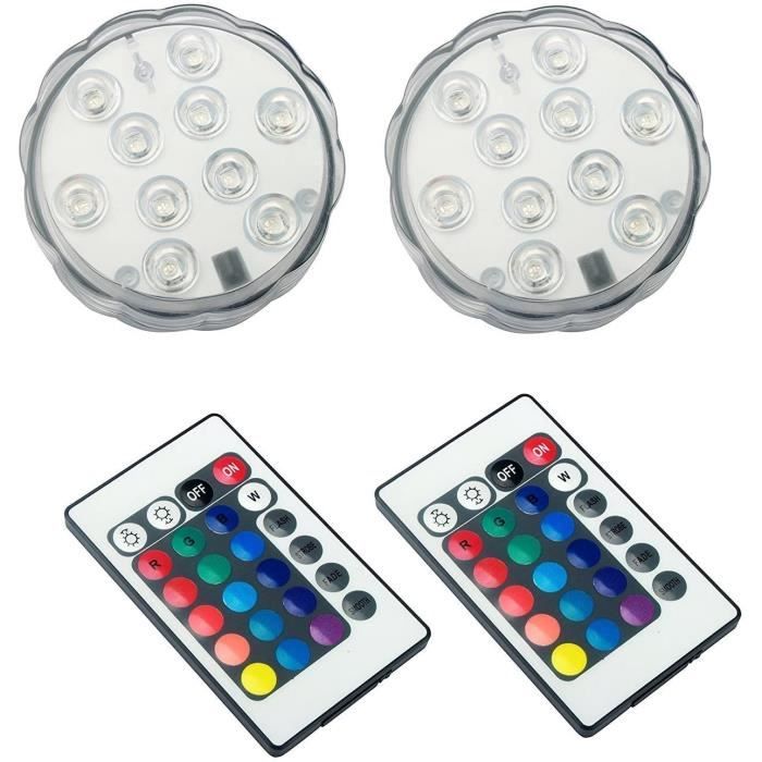 Lumière LED Submersible Paquet de 2 Lampes LED Imperméable Avec Télécommande RVB Changement de Couleur RVB Eclairage de Bassin Déco Lumière LED Submersible Paquet de 2 Lampes LED Imperméable Avec Télécommande RVB Changement de Couleur RVB Eclairage de Bassin Déco