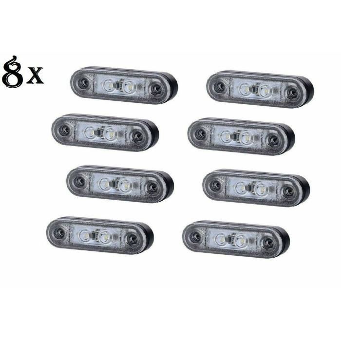 Ensemble De 8 Feux De Position 2 LED 12-24V Arriere Blanc E9 VTT Poids Lourd
