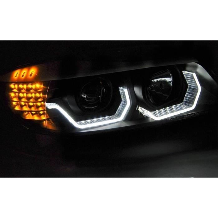 Paire de phares avant BMW E90/E91 05-08 Angel eyes 3D led noir