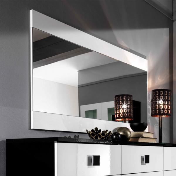 Miroir rectangulaire Blanc laqué - ZEME - Blanc - Bois - L 150 x l 2 x H 81 cm - Miroir