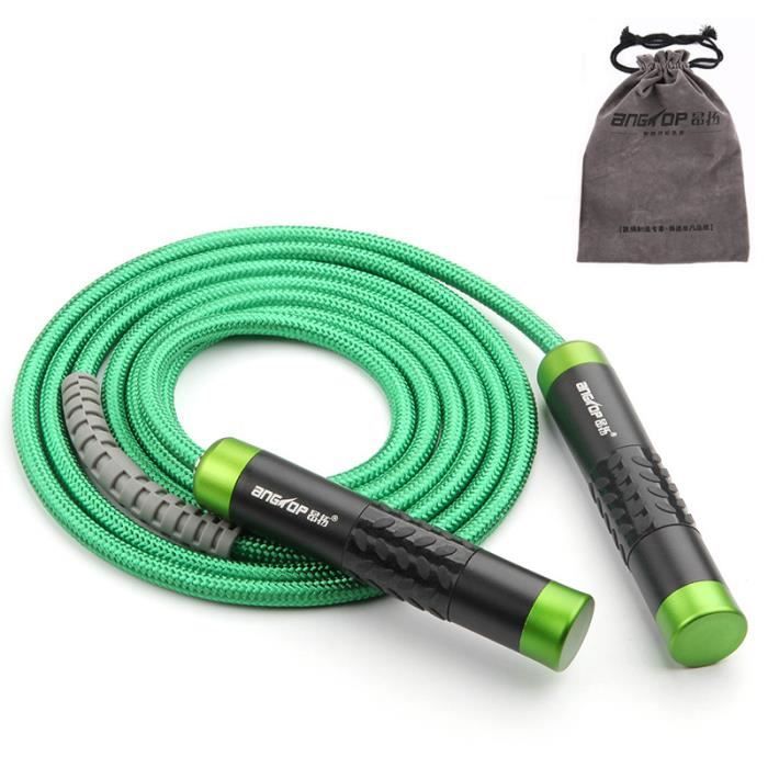 Corde à Sauter Réglable Haute Performance Coton Corde à Sauter pour Fitness Roulement Intégré -639 Vert