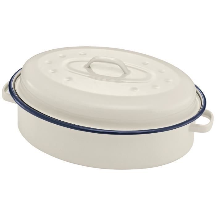 BEKA Daubière Bohème émail - Ø 34 cm - Blanc et bleu - Tous feux dont induction