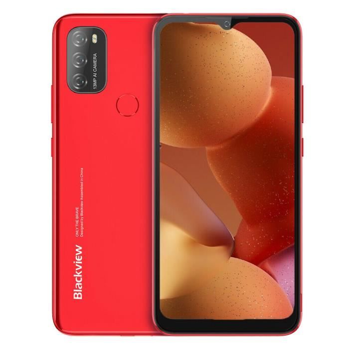 Smartphone Pas Cher Blackview A70 Pro 4Go + 32Go Écran 6,52 Pouces HD+ 5380mAh 5MP + 13MP Android 11 Quad-core Empreinte - Rouge