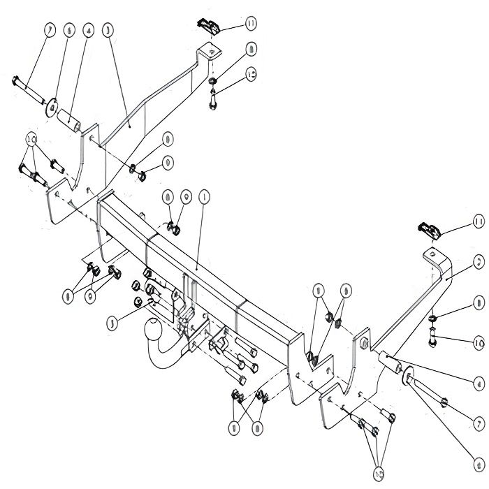 Attelage Citroen Jumpy (03/07-) sans radars de recul Col de cygne + faisceau universel 7 broches + boitier électronique