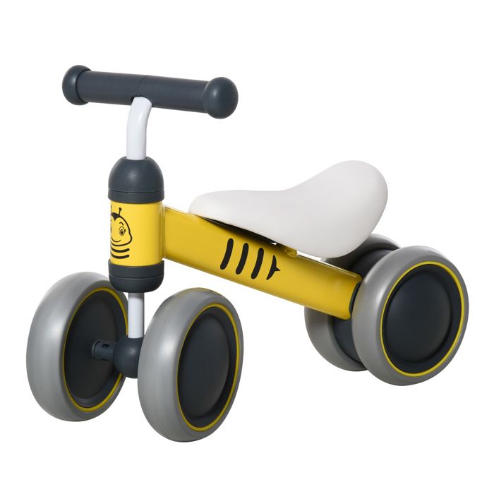 Draisienne vélo enfant design abeille 4 roues selle guidon ergonomique métal PP jaune 49x19x35cm Jaune