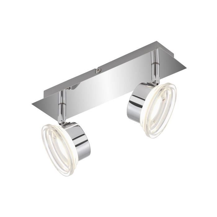 Réglette salle de bain 2 spots Led SHOWLINE argenté en métal