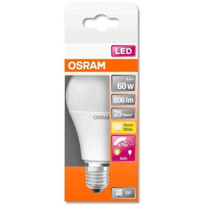 OSRAM Ampoule STAR+ LED Standard Motion Sensor - 9W équivalent 60W E27
