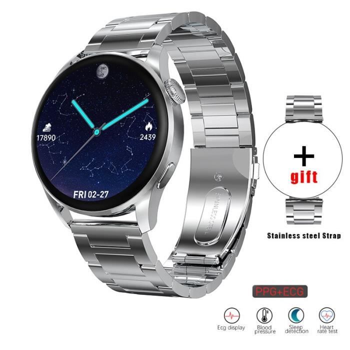 RUMOCOVO® Montre connectée pour femmes,appels,Bluetooth, étanchéité IP68, moniteur de fréquence cardiaque,3667 - Argent S