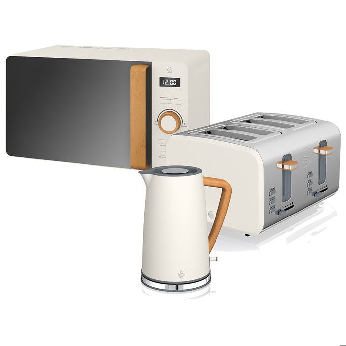 Set petit-déjeuner bouilloire grille-pain micro-ondes 20L Nordic Blanc SWAN STRP1061 Blanco 44348