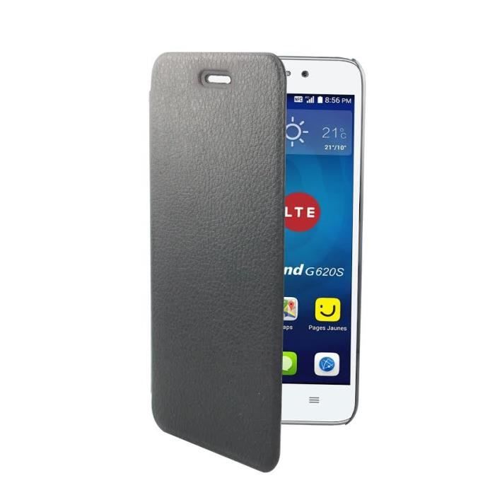 Swiss Charger - Etui folio slim en simili cuir pour Huawei G620S - Noir