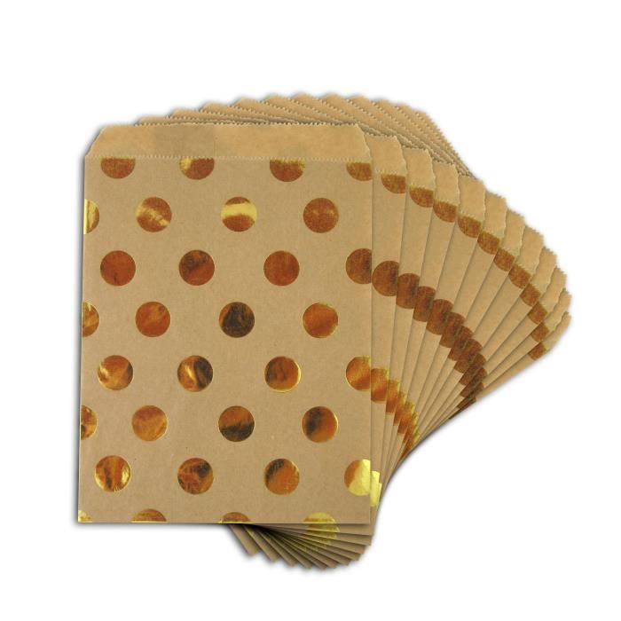 D.I.Y WITH TOGA Pack de 12 Sachets Kraft Pois Or
