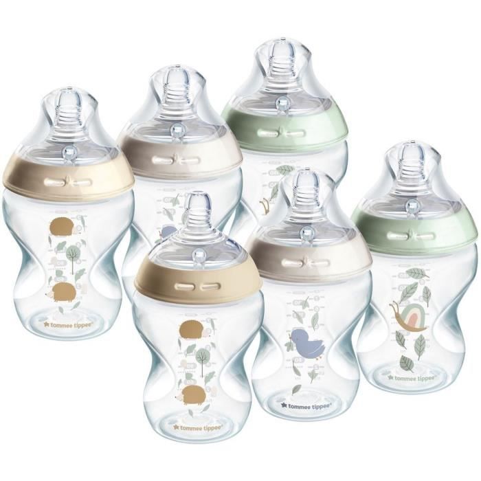 TOMMEE TIPPEE - Lot de 6 biberons Closer to Nature - 260ml - Multicolore