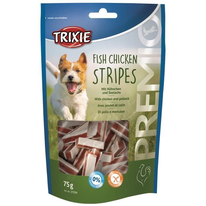 TRIXIE Stripes Premio au poulet et colin - Pour chien - 75g
