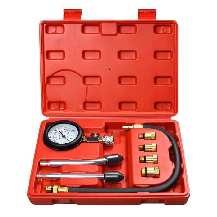 Compressiomètre automobile auto moto Testeur de compression moteur essence 0-20 bar ou 0-300 psi Compressiomètre, mallette incluse