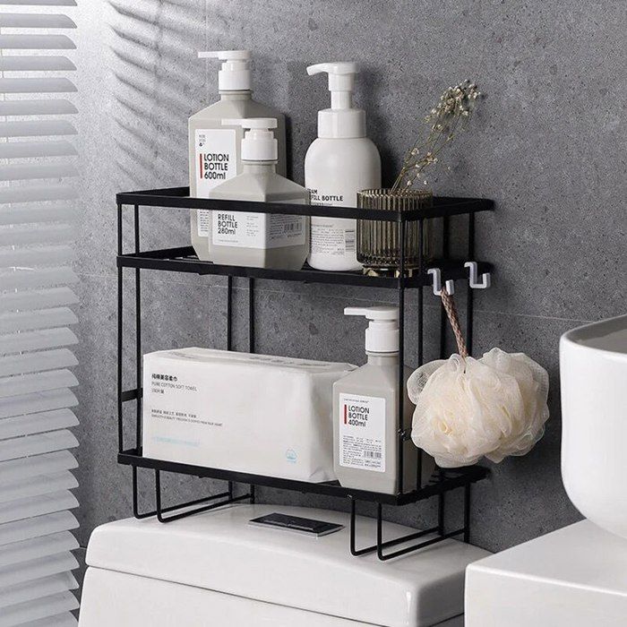 Étagère De Rangement Salle De Bain 3 Étagères - Meuble Au-dessus Des Toilettes, Noir, 50.5x30x134 Cm, Sans Perçage